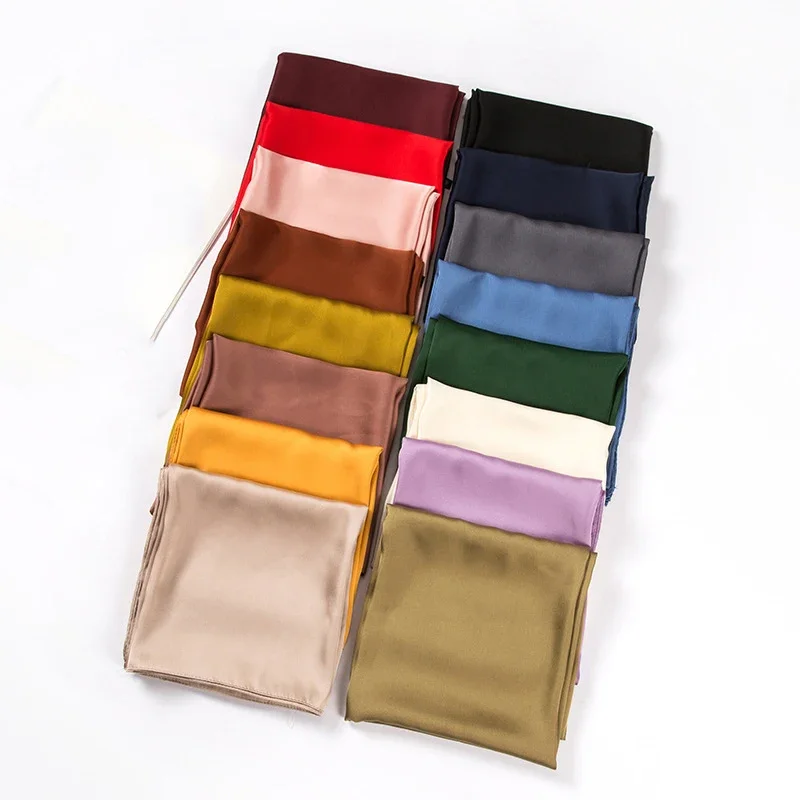 Satin Scarf Women 70cm Solid C - Silk Neck Scarf 评论和价格