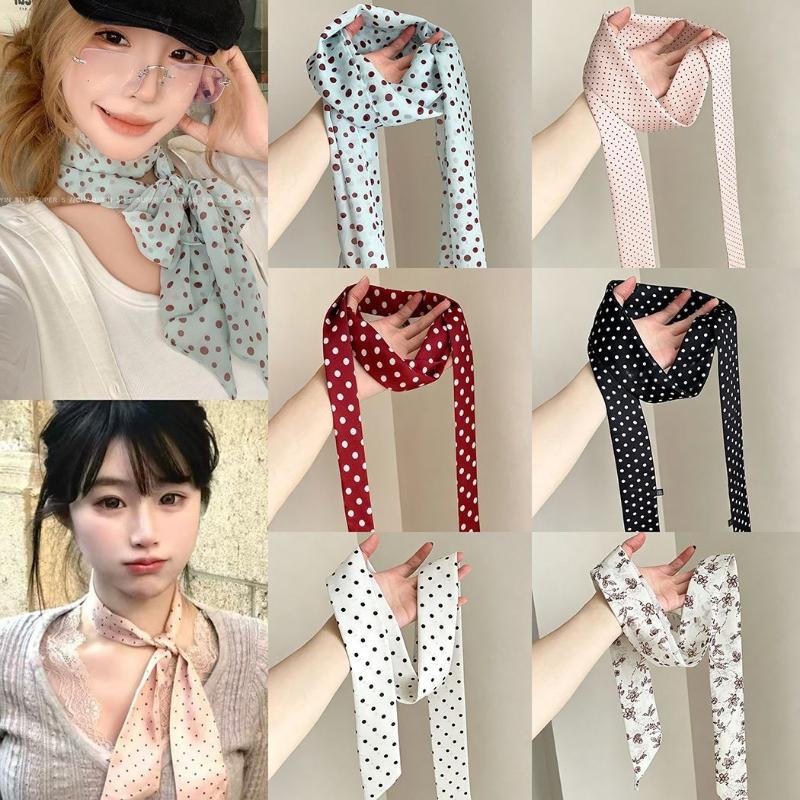 Polka Dot Floral Print Silk Sc - Silk Neck Scarf 评论和价格